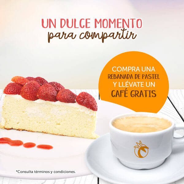 Promoción dulce momento café y pastel