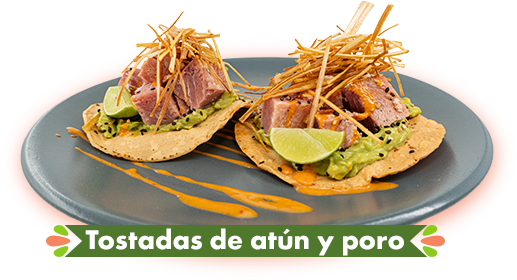 Tostadas de atún y poro